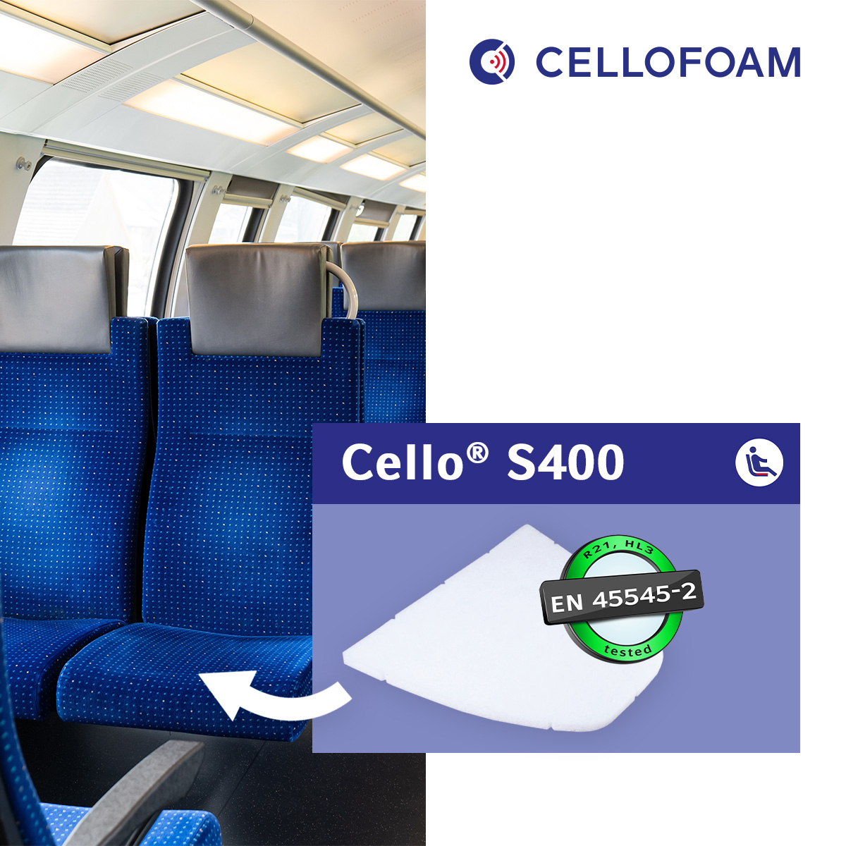 Cello® S400: now certified for use in rail vehicles